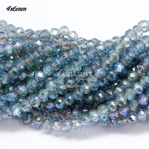 4x6mm transparent green light Chinese Crystal Rondelle Beads about 95 Pcs