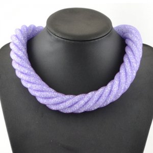Stardust Mesh Necklace, 6 line helix necklace, purple mesh and clear Rhinestone , length: about 57CM