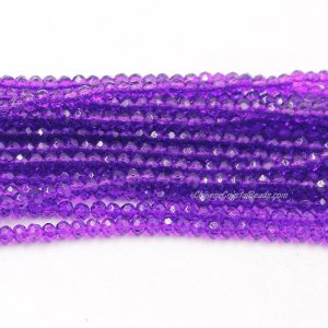 130Pcs 2.5x3.5mm Chinese Crystal Rondelle Beads, Paint Violet