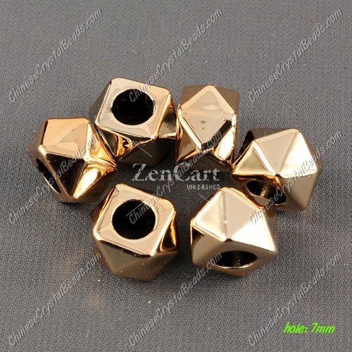 CCB Plastic Beads, golden color, multi-faceted, 16x14x10mm, hole:7mm, sold per pkg of 50pcs