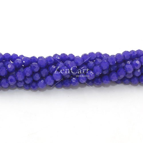 Crystal round bead strand, 4mm, opaque navy, about 100pcs