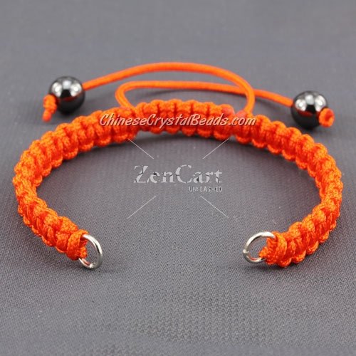 Pave chain, nylon cord, orange, wide : 7mm, length:14cm