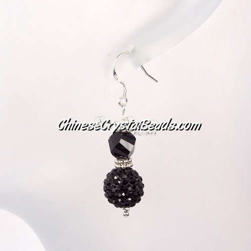 disco earring, Pave earring, #033, black, sold 1 pair