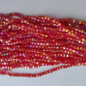 4mm Cube Crystal beads about 95Pcs, siam AB