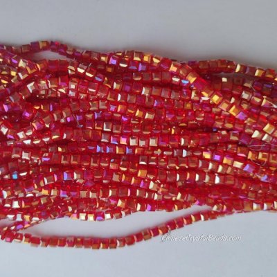 4mm Cube Crystal beads about 95Pcs, siam AB