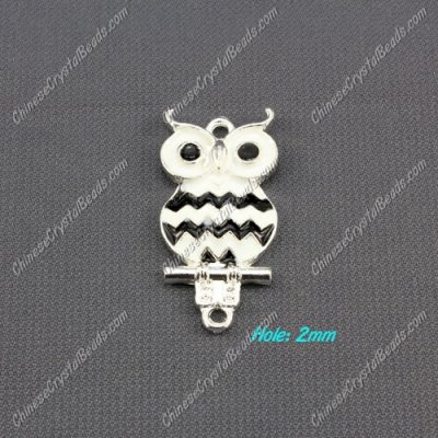 owl charms, 17x33mm, black, 1pcs