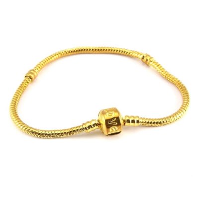 1pcs gold plated Snake Chain Bracelet Fit European Charm Beads Stamped Clasp