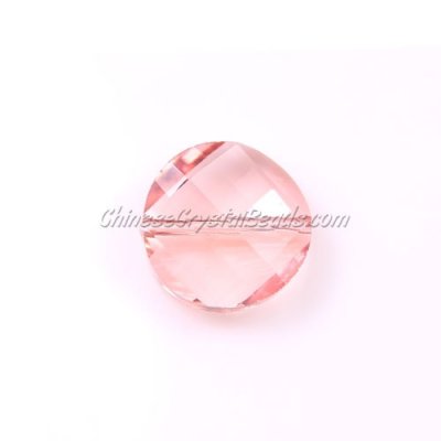 Crystal Twist Bead Strand, 14mm, Rose Peach, 10 beads