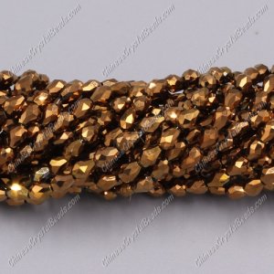 Chinese Crystal Teardrop Beads Strand, copper, 3x5mm, about 100 Beads