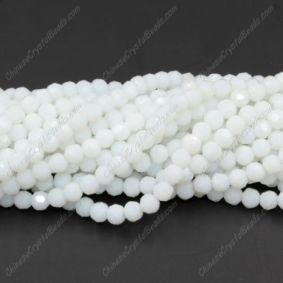 Crystal round bead strand, 4mm, opaque white, about 100pcs