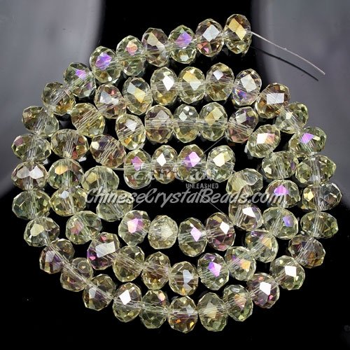 Chinese crystal rondelle beads strand, 6x8mm, yellow light ,about 72 beads