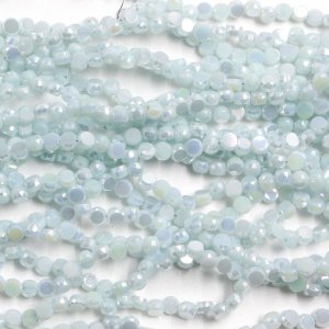 4mm flat round glass crystal beads, opaque lt aque AB, about 140-150pcs
