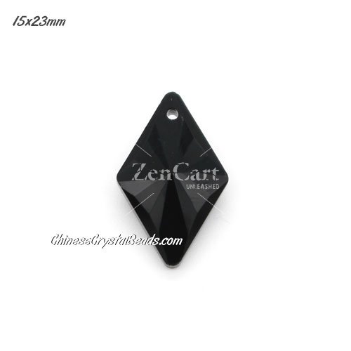 1Pc 15x23mm rhombus crystal pendant, black