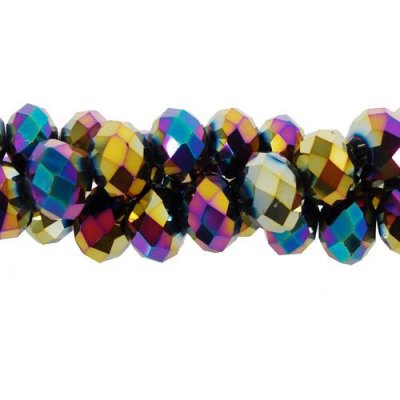 Chinese Crystal Long Rondelle Strand, 6x8mm, Rainbow , about 72 beads
