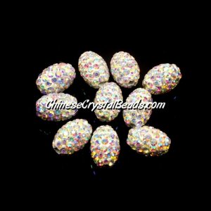 Oval Pave Beads, 9x13mm, Clay, Clear AB, sold per 10pcs bag