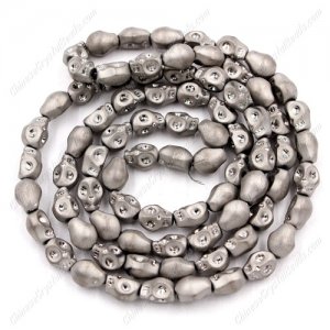 Glass Crystal skull - 8x10mm skull bead - matte silver- 30 beads per strand - AA quality