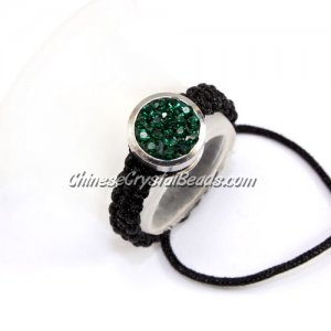 Pave ring, 10mm, button, emerald, Sold individually.
