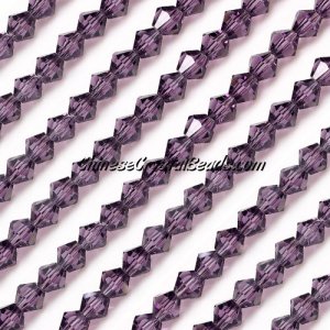 Chinese Crystal Bicone bead strand, 6mm, Violet, about 50 beads