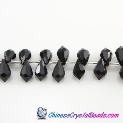 Chinese Crystal Teardrop Beads, Jet, 6x10mm, 20 beads