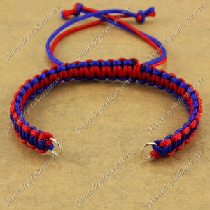 Pave chain, nylon cord, red and sapphire, wide : 7mm, length:14cm