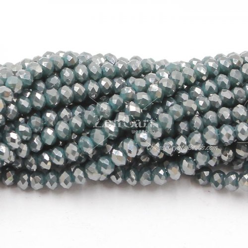 130Pcs 2.5x3.5mm Chinese Crystal Rondelle Beads, Opaque dark green light