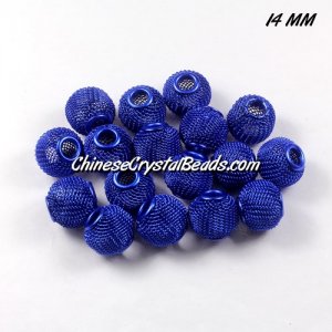 14mm Sapphire Mesh Bead, Basketball Wives, 12 pieces