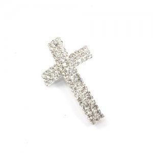 Crystal Claw chains cross, 24x40, clear , silver, hole 3mm, sold 1pcs