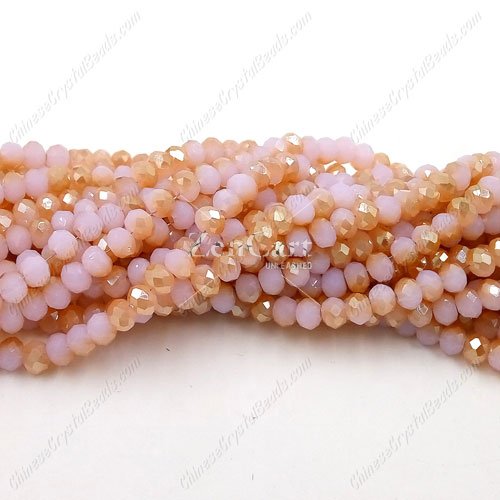 130Pcs 3x4mm Chinese rondelle crystal beads, pink jade and amber light