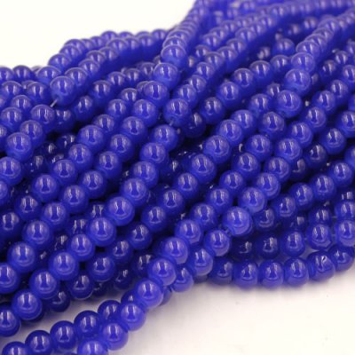 6mm round glass beads strand, navy blue, 140pcs per strand