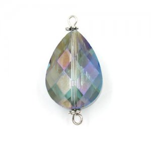 Tear Drop shape Faceted Crystal Pendants Necklace Connectors, 12x33mm, green light, 1 pc