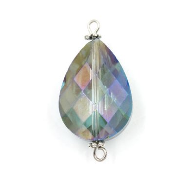Tear Drop shape Faceted Crystal Pendants Necklace Connectors, 12x33mm, green light, 1 pc