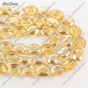 Chinese Crystal Faceted Oval Bead, 7x10x12mm, golden shadow, 20 pcs per strand