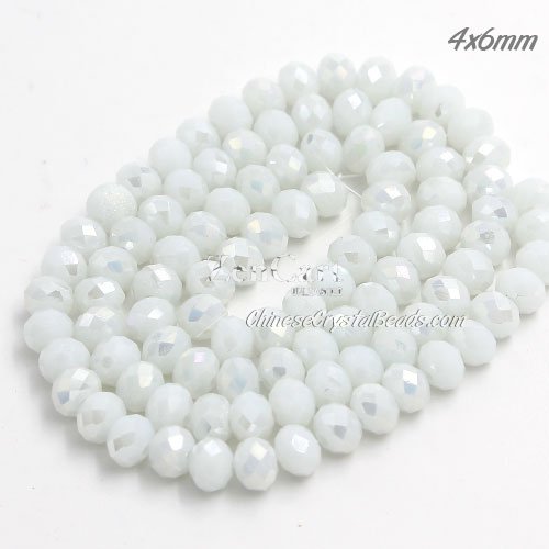 4x6mm White Linen AB Chinese Crystal Rondelle Beads about 95 beads