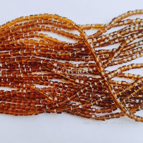 4mm Cube Crystal beads about 95Pcs, dark amber