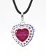 Heart pave blue crystal Harmony Ball Pendant Women Necklace, silver plated brass, 1pc