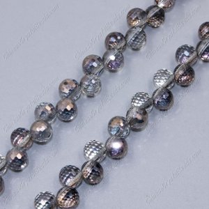 20Pcs chinese crystal round drop beads, 8mm, hole:1.5mm, Light Hematite and purple