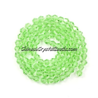 Chinese Crystal 4mm Bicone Bead Strand, Lime Green, about 120 beads