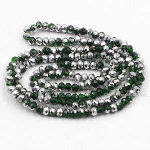 10 strands 2x3mm chinese crystal rondelle beads Dark green half silver about 1700pcs
