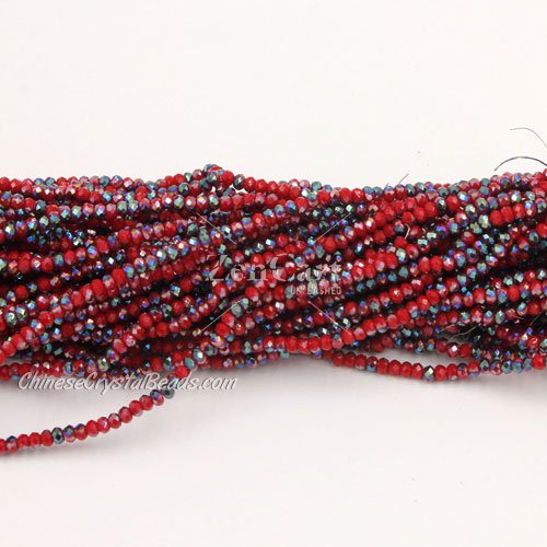 1.7x2.5mm rondelle crystal beads, dark red velvet half green light, 190Pcs