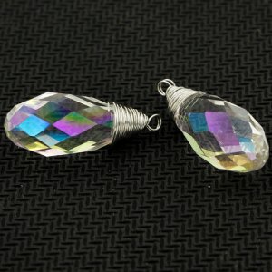 Wire Working Crystal drop Pendant, 10x20mm, Clear AB, sold by 1 pc