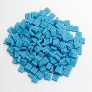 Chinese 5mm Tila Square Bead, opaque sky blue, about 100Pcs