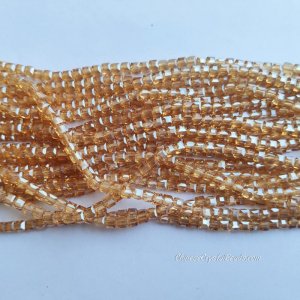 4mm Cube Crystal beads about 96Pcs, lt golen shadow
