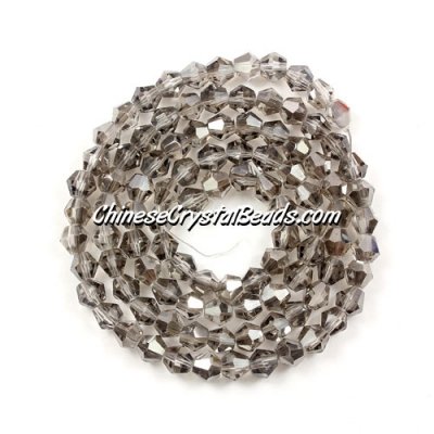 Chinese Crystal 4mm Bicone Bead Strand, silver shade, about 100 beads