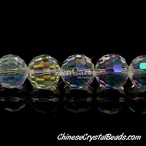 Crystal Disco Round Beads, Clear AB, 96fa, 12mm, 16 beads