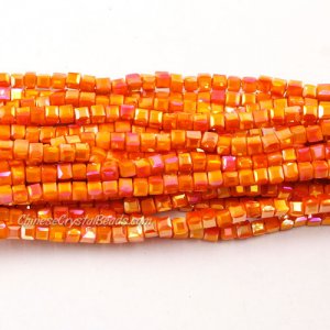 180pcs 2mm Cube Crystal Beads, orange opaque
