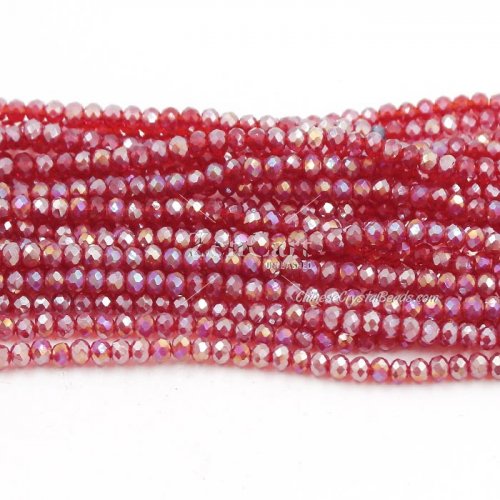 130Pcs 2.5x3.5mm Chinese Crystal Rondelle Beads, dark siam AB