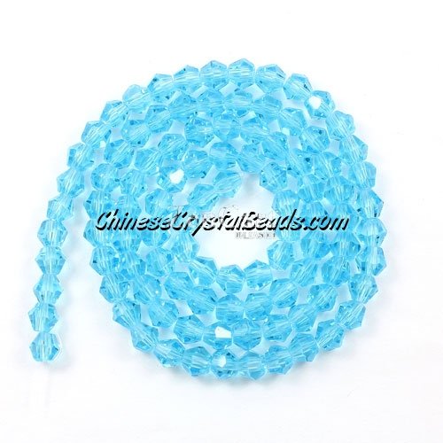 Chinese Crystal 4mm Bicone Bead Strand, Aqua, about 120 beads