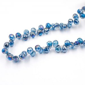 98 beads 8mm Strawberry Crystal Beads, Capri Blue AB