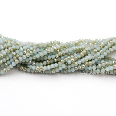 130 beads 3x4mm crystal rondelle beads lt. green jade half light