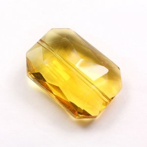 Crystal Faceted Rectangle Pendant, yellow,24x33mm, 1 piece